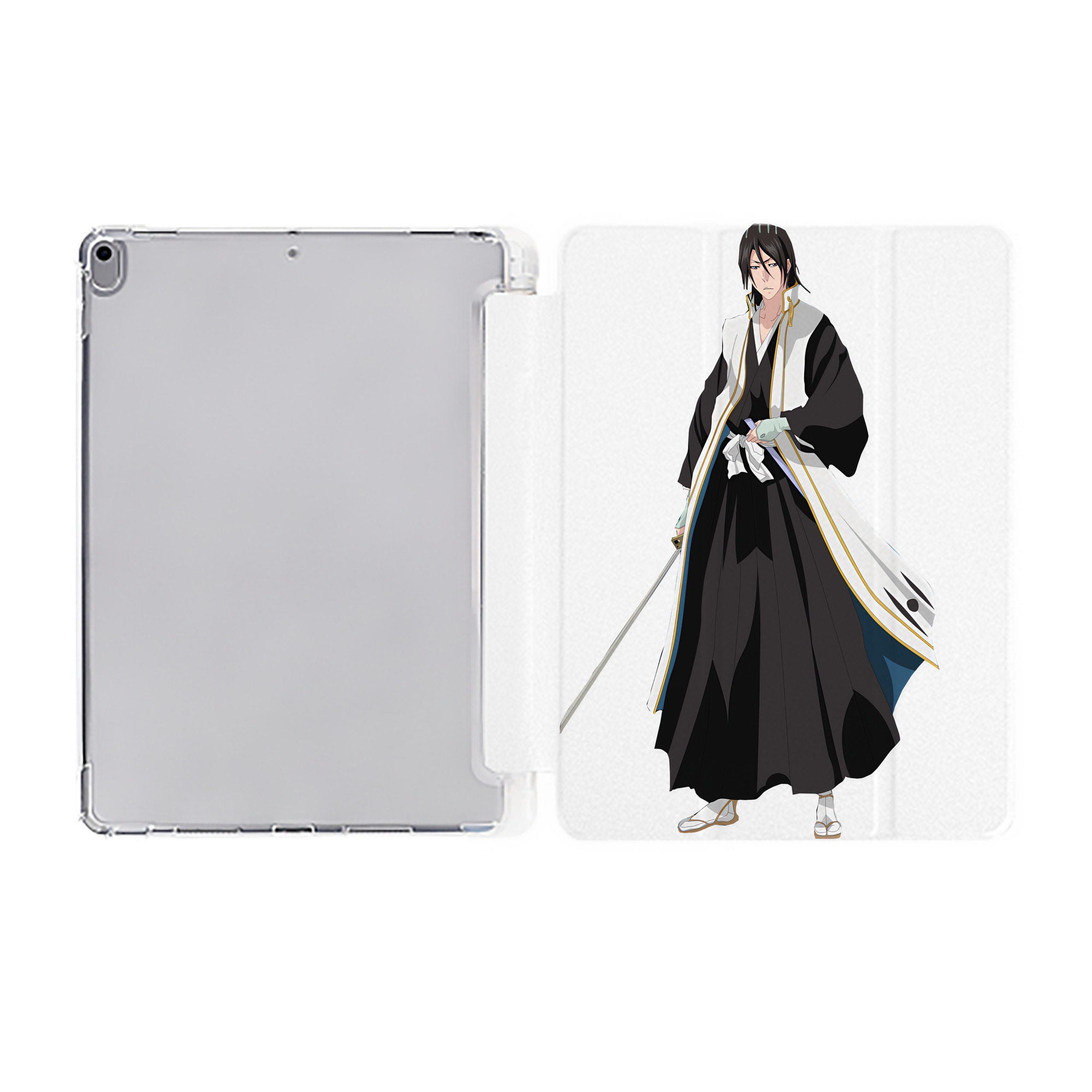 （画像用） ブリーチ くちき びゃくや BLEACH Kuchiki Byakuya IPad ケース ペン収納付き 三つ折りスタンド PUレザー×シリコン 対応機種9.5/10.5/10.9インチ